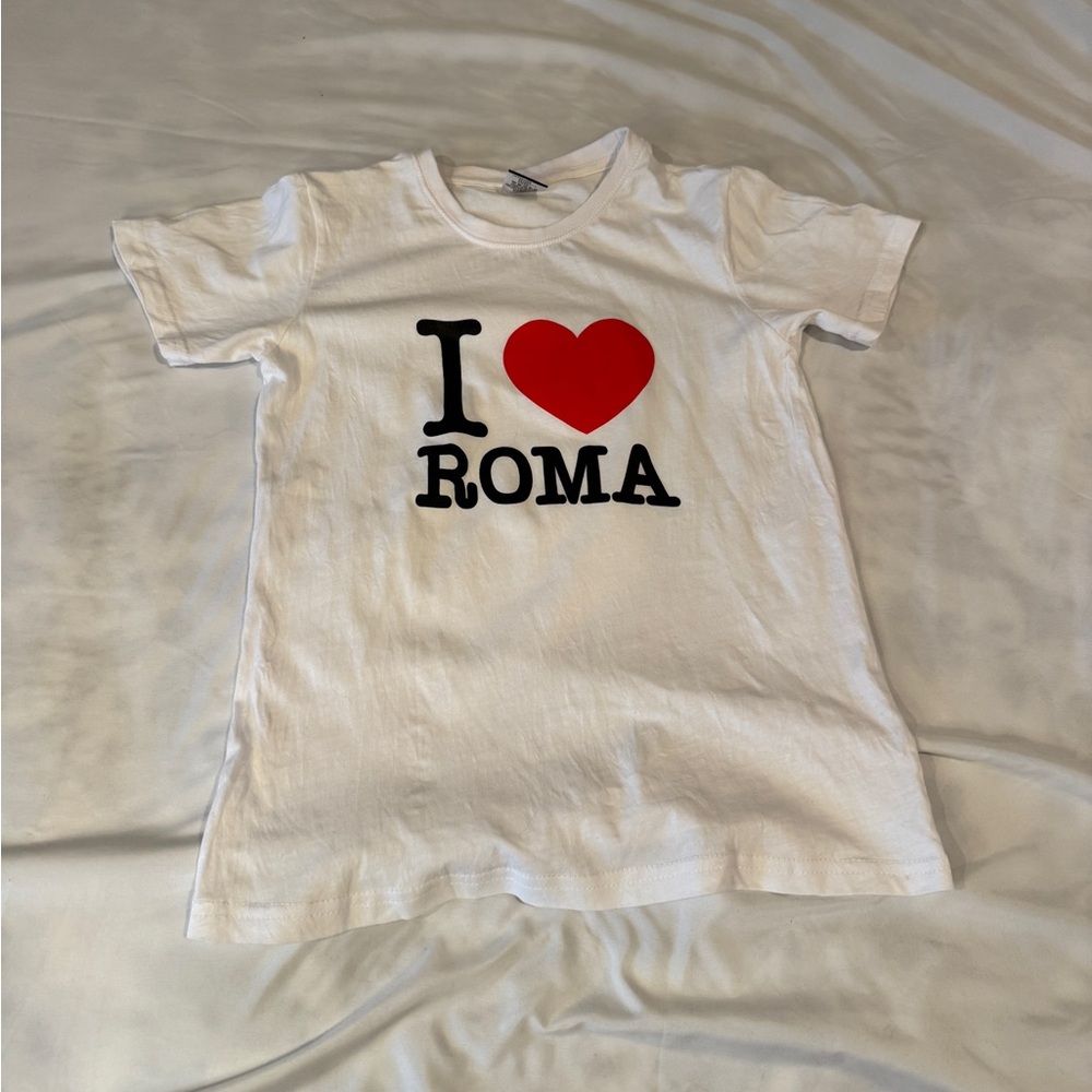 I Love Roma Kids White T-Shirt Italy Souvenir Size 11/12 Vintage Authentic